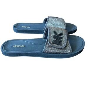 Michael Kors Eva Sparkle Metallic Slides Sandals women’s size 9